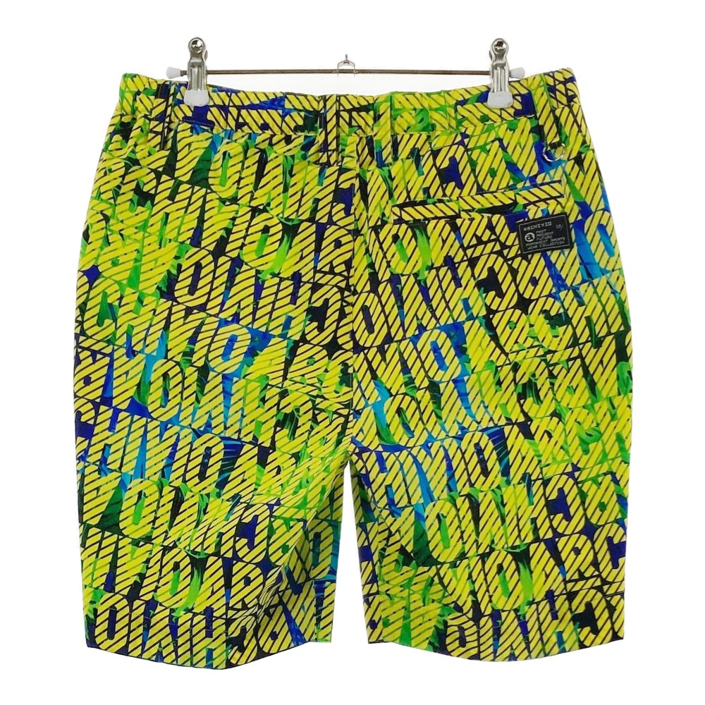 ARCHIVIO アルチビオ 裏メッシュ ハーフパンツ ロゴ総柄 イエロー系 46 【中古】ゴルフウェア メンズ