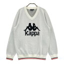 KAPPA GOLF カッパゴルフ Vネック ニットセーター ロゴ柄 ホワイト系 O 【中古】ゴルフウェア メンズ