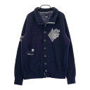 ZOY ゾーイ ニット カーディガン ウール混 ネイビー系 2 【中古】ゴルフウェア メンズ