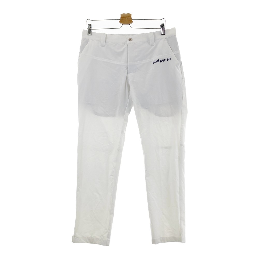 AND PER SE アンパスィ ストレッチパンツ ホワイト系 LL 【中古】ゴルフウェア メンズ