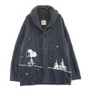 gelato pique ジェラートピケ ×PEANUTS ボア ショールカラー カーディガン スヌーピー柄 グレー系 M 【中古】メンズ