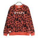 WTAPS ダブルタップス 182ATDT-CSM03S DESIGN CREW NECK COLLEGE 裏起毛スウェット 長袖トレーナー カモフラ 総柄 オ...