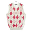 MUNSING WEAR マンシングウェア ニットベスト ダイヤ柄 ホワイト系 L 【中古】ゴルフウェア メンズ