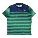 CALLAWAY キャロウェイ モックネック半袖Tシャツ メッシュ ボーダー柄 ネイビー系 L 【中古】ゴルフウェア メンズ(4)