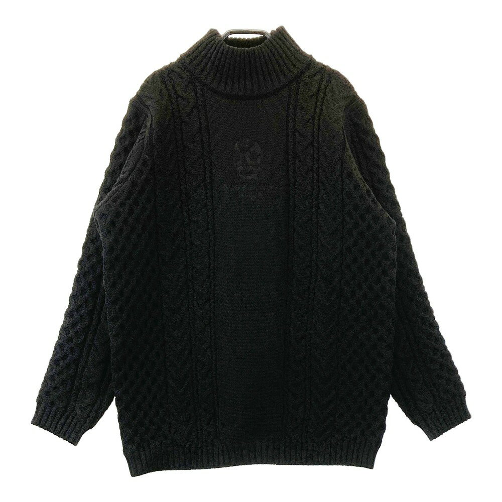 RUSSELUNO ラッセルノ ニットセーター ケーブル編み ルチャ ブラック系 4 【中古】ゴルフウェア メンズ