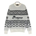 DANCE WITH DRAGON ダンスウィズドラゴン 裏地付 ウール ニットセーター 総柄 ホワイト系 3 【中古】ゴルフウェア メンズ