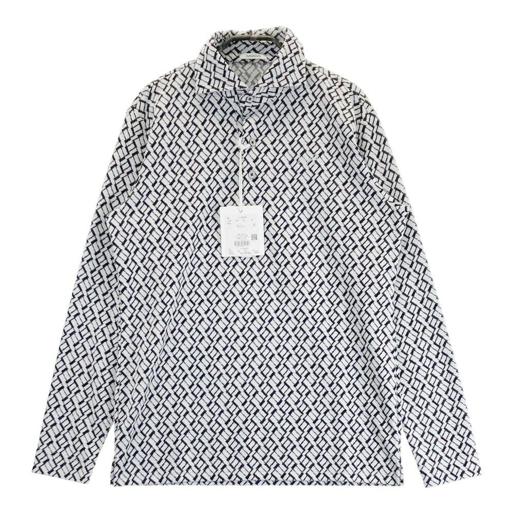 MOCO モコ 21-2242910 長袖ポロシャツ 総柄 ホワイト系 48 【中古】ゴルフウェア メンズ