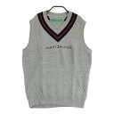 TOMMY HILFIGER GOLF トミー ヒルフィガーゴルフ THMA264 ニットベスト グレー系 LL 【中古】ゴルフウェア メンズ