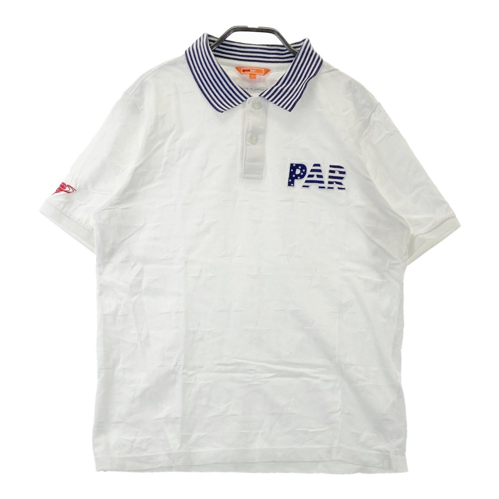 BEAMS GOLF ビームスゴルフ 半袖ポロシャツ 星柄 ホワイト系 L 【中古】ゴルフウェア メンズ