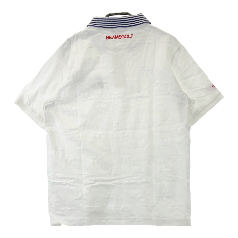 BEAMS GOLF ビームスゴルフ 半袖ポロシャツ 星柄 ホワイト系 L 【中古】ゴルフウェア メンズ