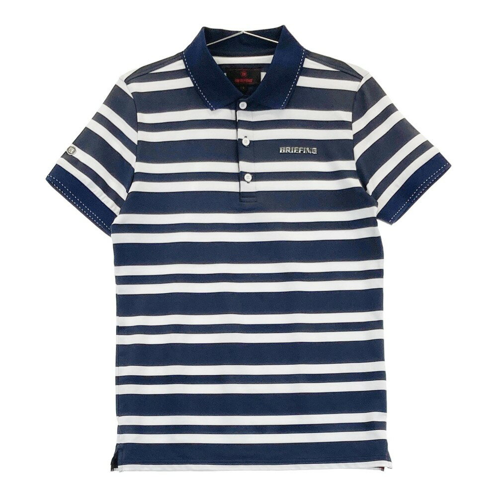 BRIEFING GOLF ブリーフィング 半袖ポロシャツ ボーダー柄 ネイビー系 S 【中古】ゴルフウェア メンズ