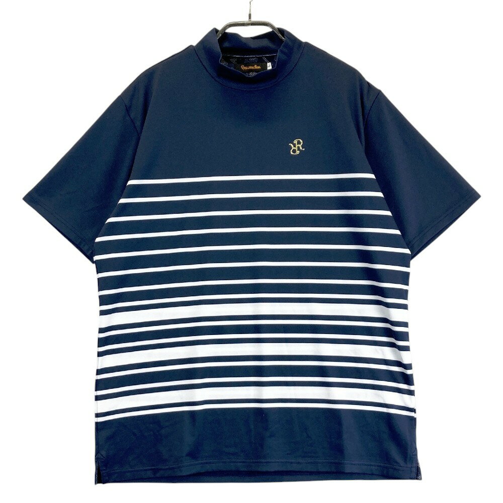 RESURRECTION レザレクション ハイネック 半袖Tシャツ ボーダー柄 ネイビー系 L 【中古】ゴルフウェア メンズ