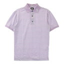 FOOT JOY フットジョイ 半袖ポロシャツ ボーダー柄 パープル系 XS 【中古】ゴルフウェア メンズ(4)