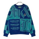 MARK&LONA マークアンドロナ 2024年モデル M.C.D Chenille Crew Knit ニットセーター 総柄 ブルー系 48 【中古】ゴルフウ...