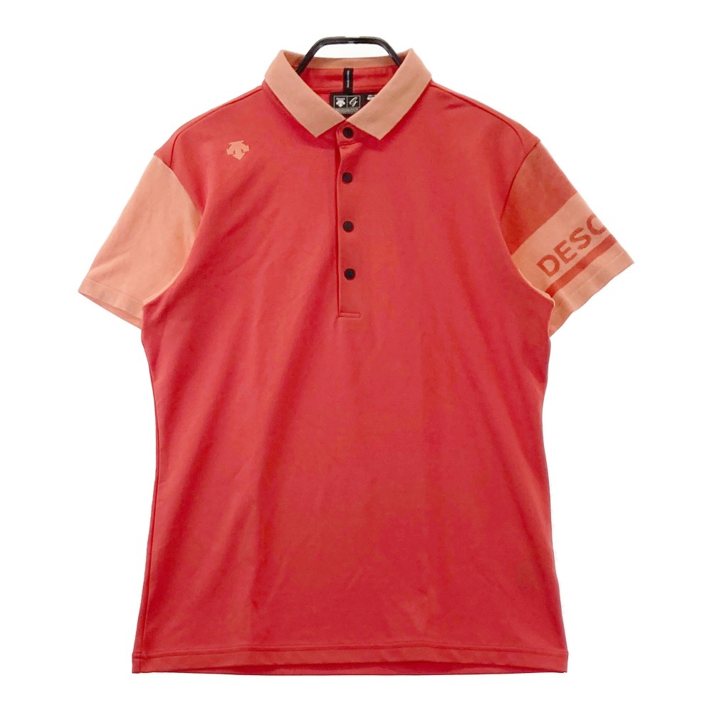 DESCENTE GOLF デサントゴルフ 半袖ポロシャツ レッド系 L 【中古】ゴルフウェア メンズ