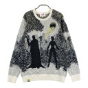 MASTER BUNNY EDITION マスターバニーエディション ×BATMAN ウール ニットセーター バットマン 総柄 グレー系 5 【中古】ゴルフウェ...