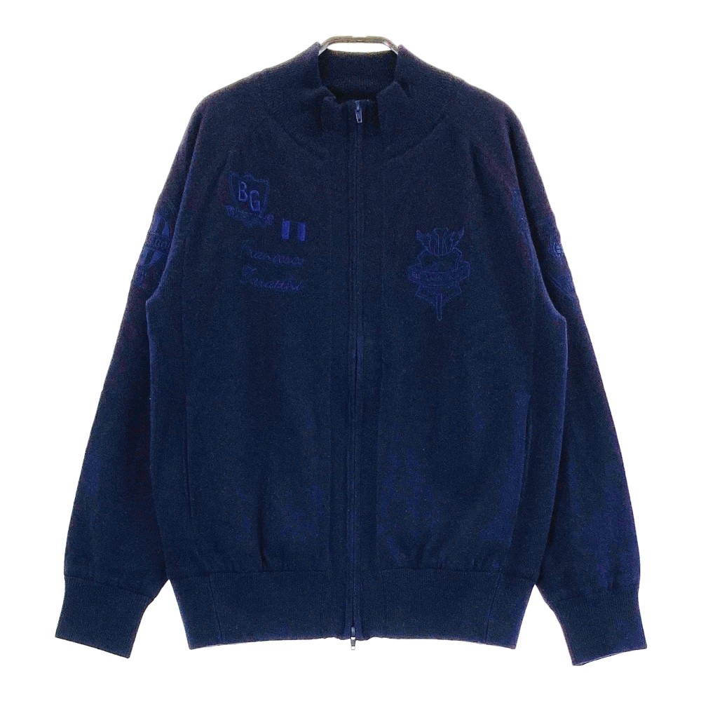 BEAMS GOLF ビームスゴルフ 裏地付 カシミヤ混 ニット ジップジャケッ ネイビー系 L 【中古】ゴルフウェア メンズ