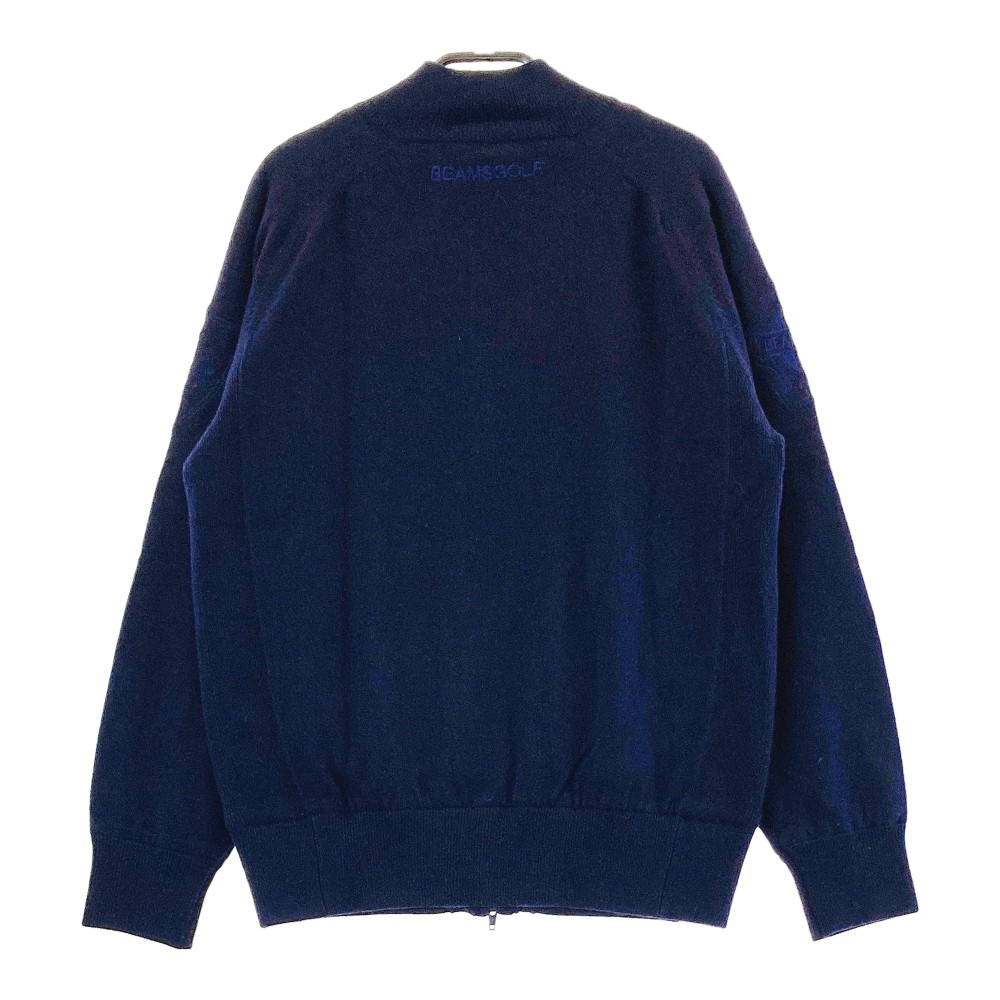 BEAMS GOLF ビームスゴルフ 裏地付 カシミヤ混 ニット ジップジャケッ ネイビー系 L 【中古】ゴルフウェア メンズ