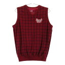 BEAMS GOLF ビームスゴルフ リバーシブル ニットベスト チェック柄 レッド系 【中古】ゴルフウェア メンズ