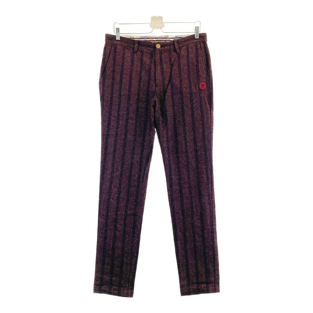 MASTER BUNNY EDITION マスターバニーエディション ウール シルク混 パンツ ストライプ柄 パープル系 5 【中古】ゴルフウェア メンズ