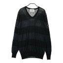 MARK&LONA マークアンドロナ 長袖ニットセーター スカル ボーダー 総柄 ブラック系 XL 【中古】ゴルフウェア メンズ