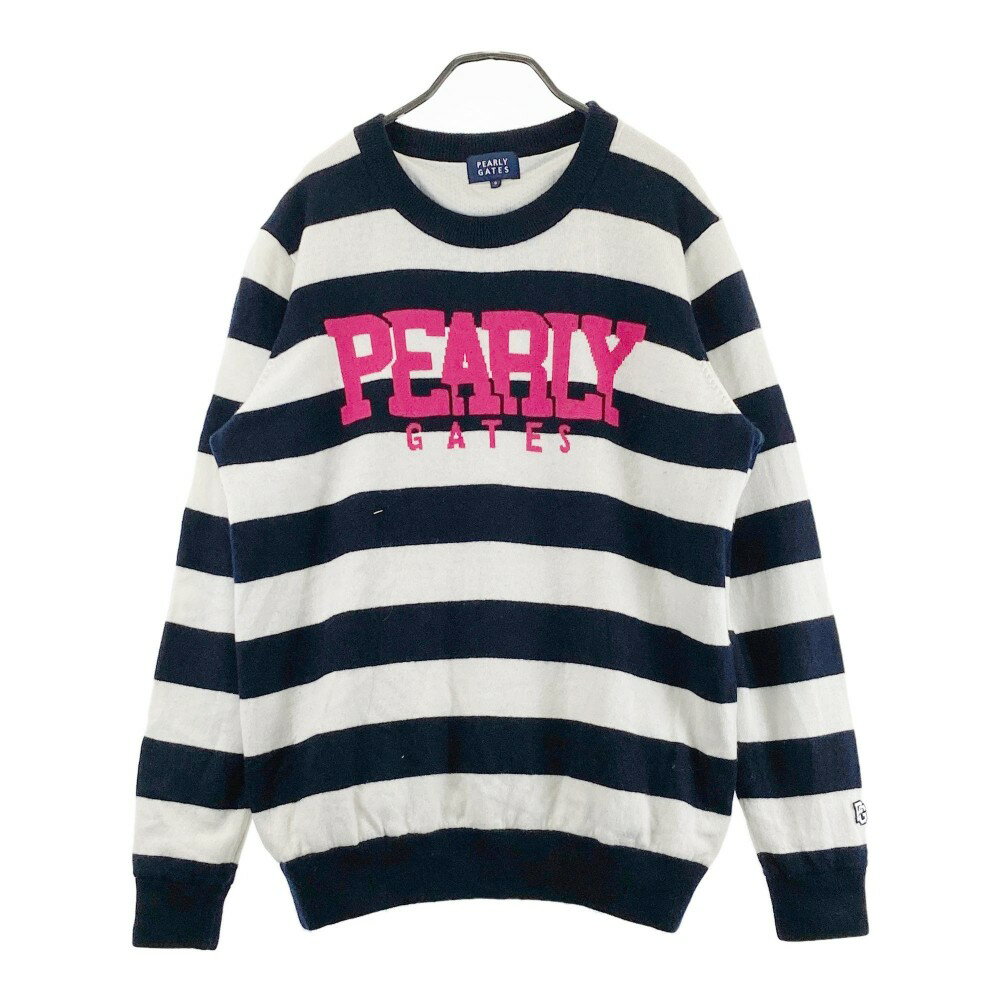 PEARLY GATES パーリーゲイツ 2024年 ニット セーター ボーダー ネイビー系 6 【中古】ゴルフウェア メ..