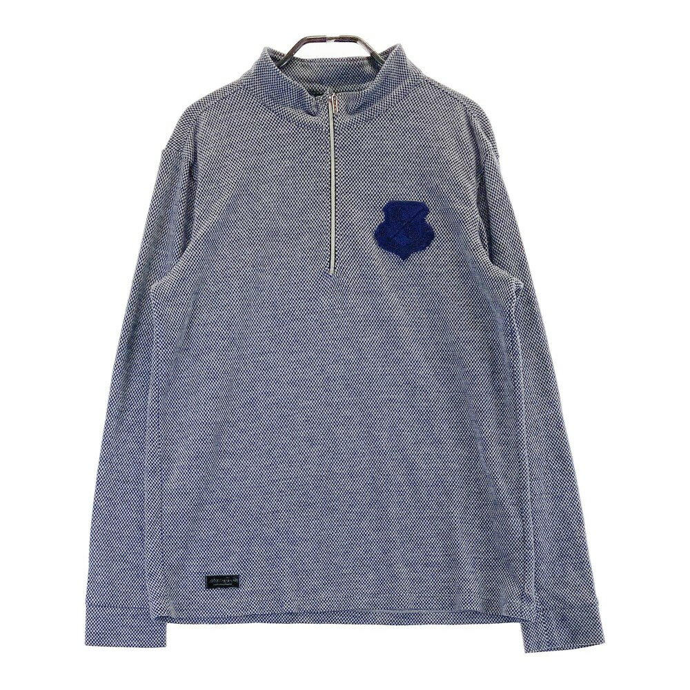 KAPPA GOLF カッパゴルフ ハーフジップ 長袖Tシャツ 総柄 ネイビー系 L 【中古】ゴルフウェア メンズ