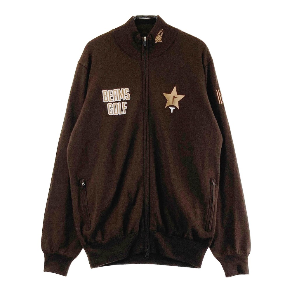 BEAMS GOLF ビームスゴルフ 2023年 裏地付 ニット ジップジャケット ブラウン系 L 【中古】ゴルフウェア メンズ