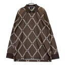 1PIU1UGUALE3 GOLF GRK065 長袖ポロシャツ 総柄 ブラウン系 5 【中古】ゴルフウェア メンズ(4)