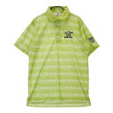 CUTTER&BUCK カッターアンドバック 半袖ポロシャツ ワッペン ロゴ×ボーダー柄 グリーン系 L 【中古】ゴルフウェア メンズ(4)