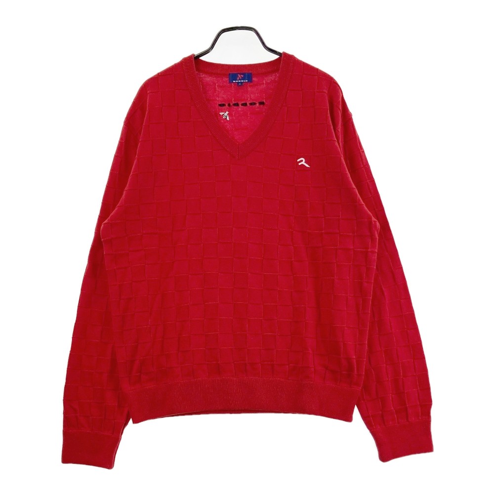 RODDIO ロッディオ ニットセーター チェック柄 レッド系 4L 【中古】ゴルフウェア メンズ