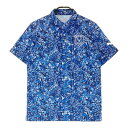 PUMA GOLF プーマゴルフ 半袖ポロシャツ 総柄 ブルー系 L 【中古】ゴルフウェア メンズ(4)