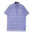 LE COQ GOLF ルコックゴルフ 半袖ポロシャツ 総柄 ブルー系 L 【中古】ゴルフウェア メンズ