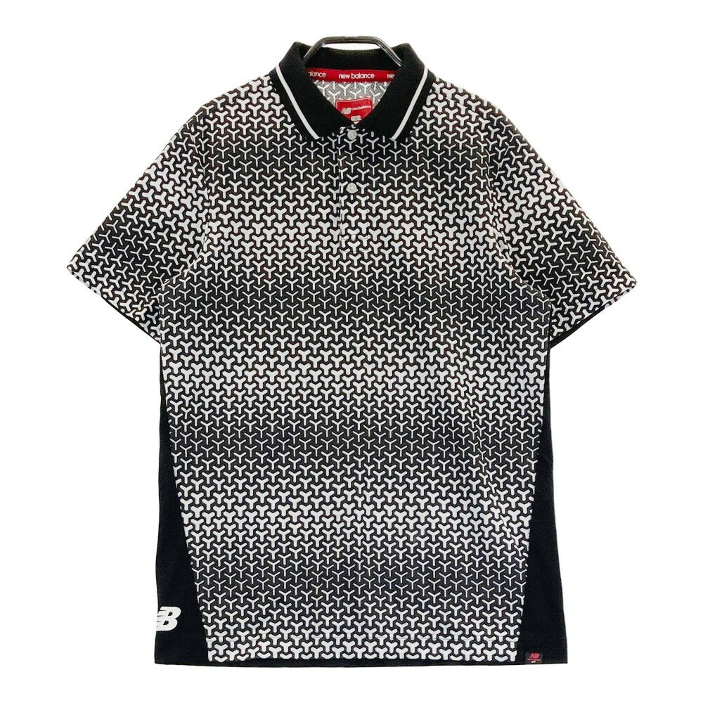 NEW BALANCE GOLF ニューバランス 半袖ポロシャツ 総柄 ブラック系 5 【中古】ゴルフウェア メンズ