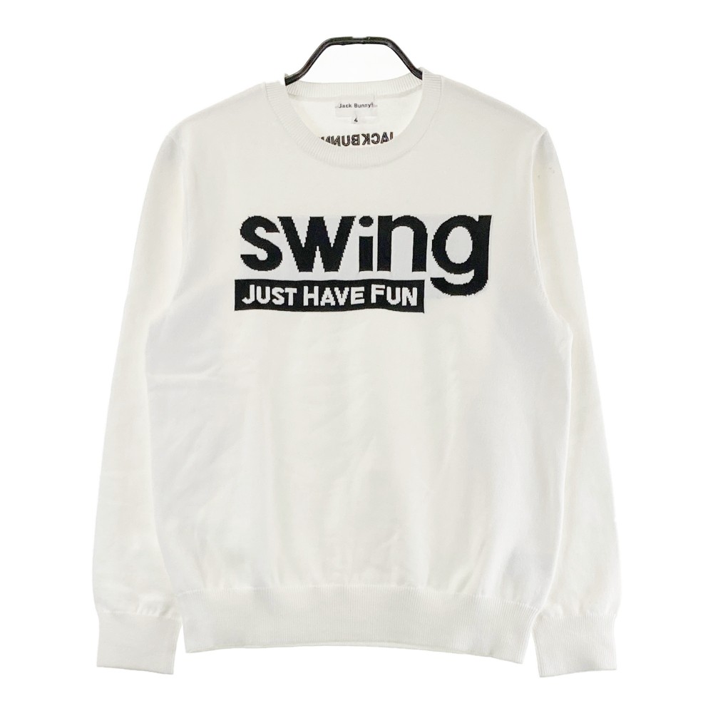 JACK BUNNY ジャックバニー 2023年モデル クルーネック ニットセーター ホワイト系 4 【中古】ゴルフウ..
