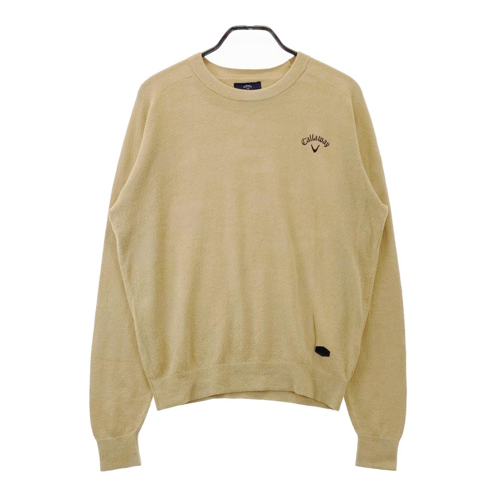 CALLAWAY キャロウェイ クルーネック ニットセーター ジャガード 総柄 ベージュ系 L 【中古】ゴルフウェア メンズ