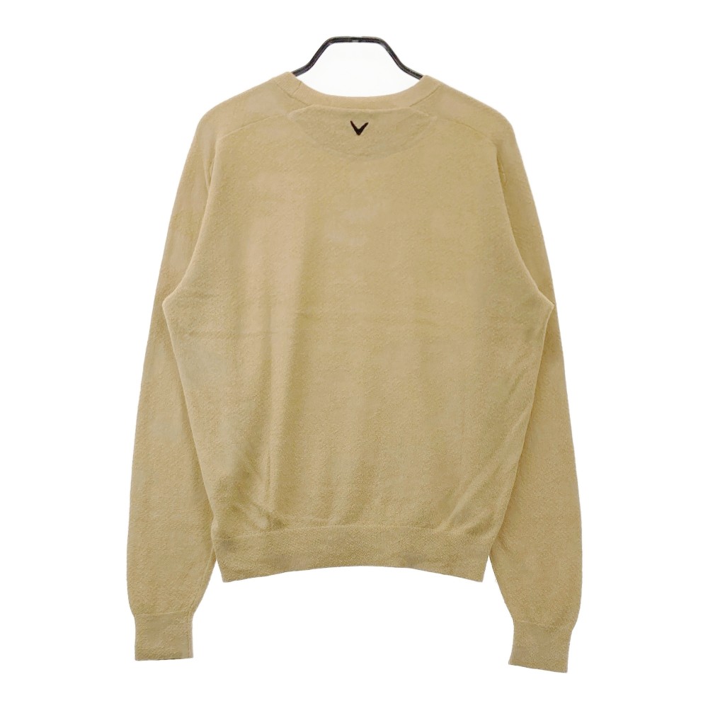 CALLAWAY キャロウェイ クルーネック ニットセーター ジャガード 総柄 ベージュ系 L 【中古】ゴルフウェア メンズ