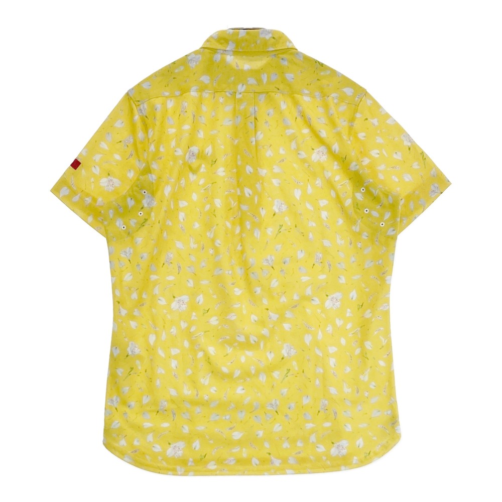 CALLAWAY キャロウェイ レッドレーベル 半袖ポロシャツ ボタンダウン 花 総柄 イエロー系 L 【中古】ゴルフウェア メンズ