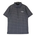 CALLAWAY キャロウェイ 半袖ポロシャツ ボタンダウン 総柄 ブラック系 M 【中古】ゴルフウェア メンズ