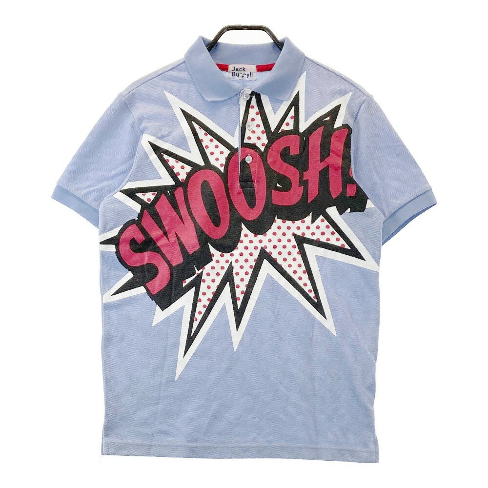 JACK BUNNY ジャックバニー 半袖ポロシャツ プリント ブルー系 4 【中古】ゴルフウェア メンズ