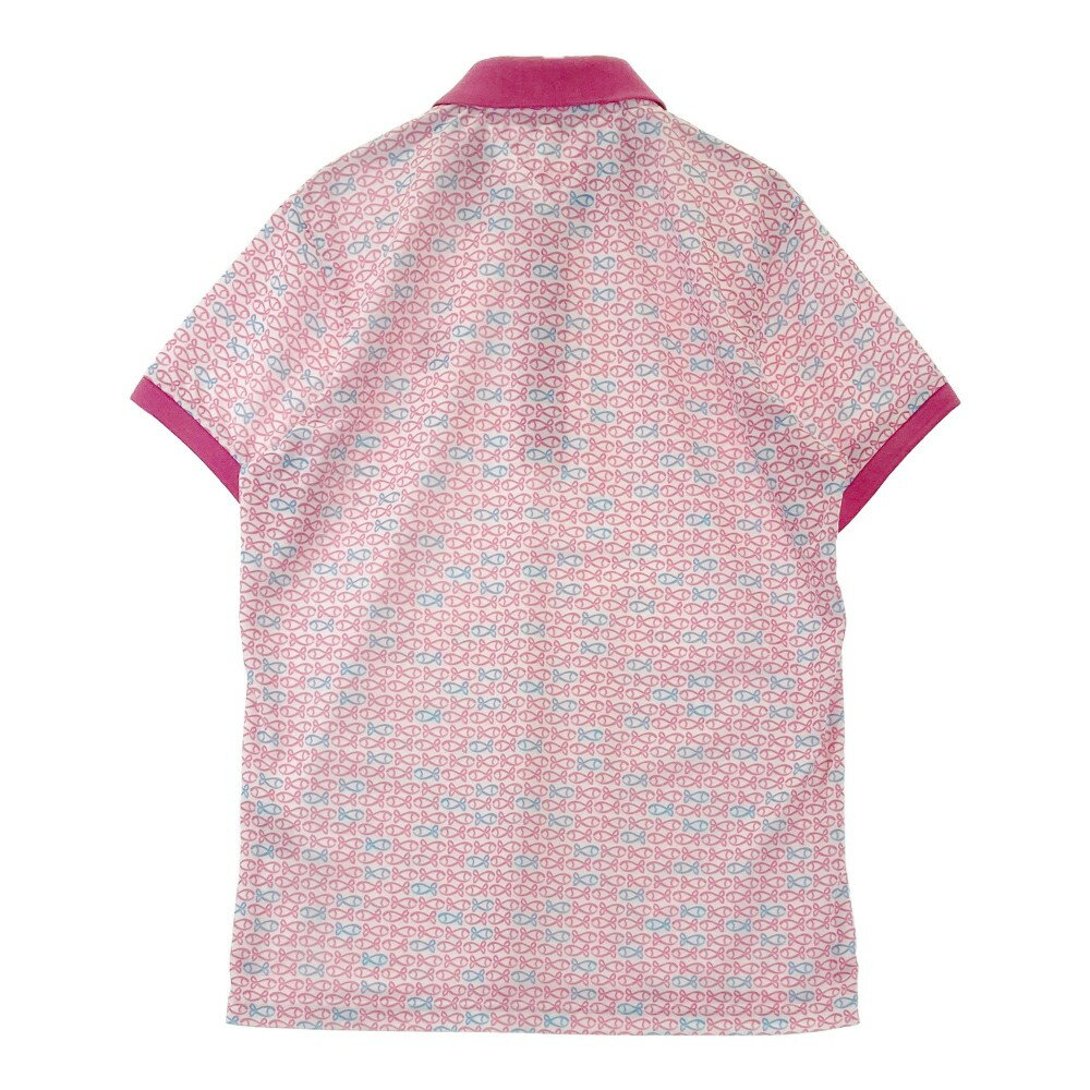 AND PER SE アンパスィ 半袖ポロシャツ フィッシュ総柄 ピンク系 L 【中古】ゴルフウェア メンズ