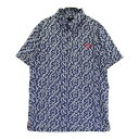 CALLAWAY キャロウェイ 半袖ポロシャツ 総柄 ネイビー系 L 【中古】ゴルフウェア メンズ