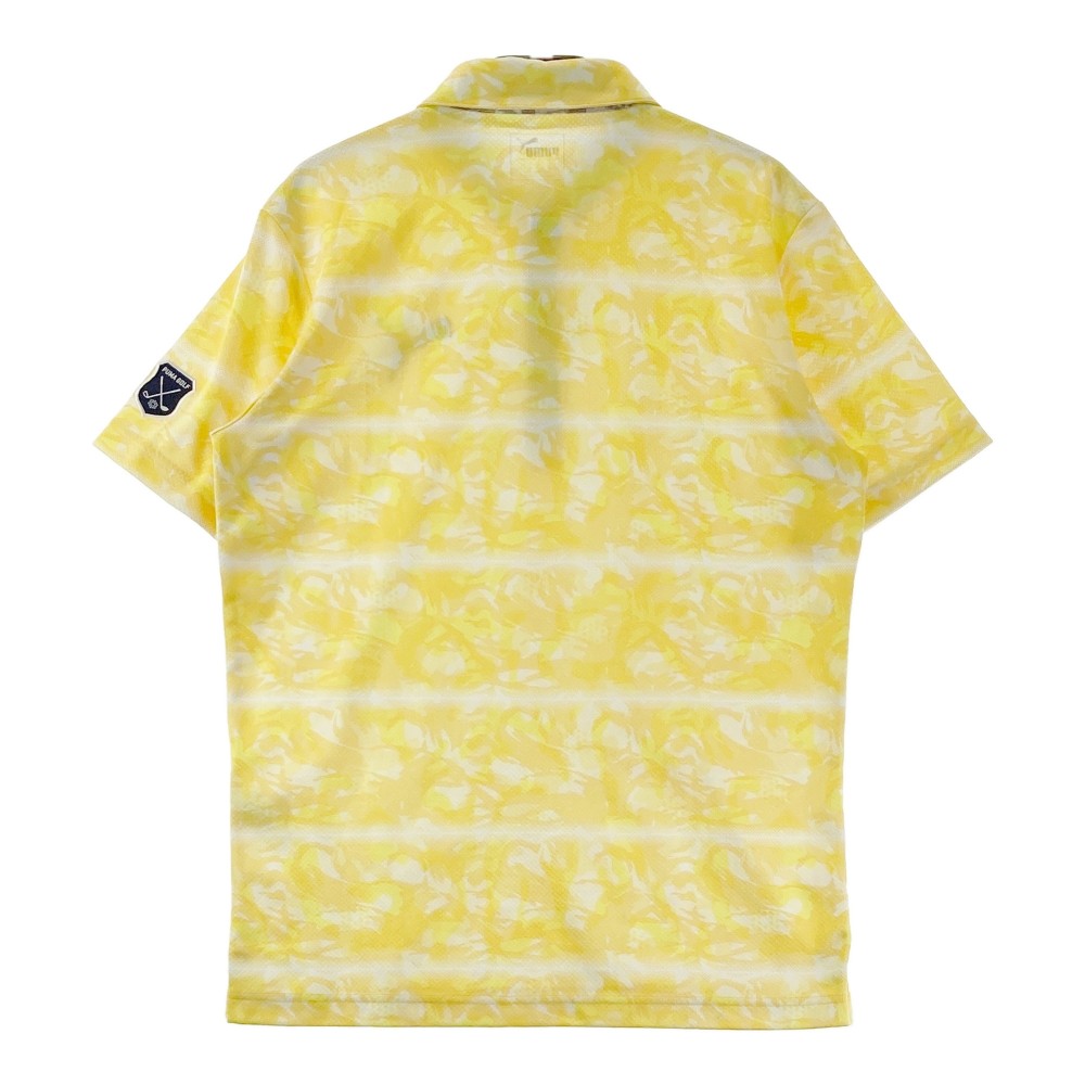 PUMA GOLF プーマゴルフ 半袖ポロシャツ ボタンダウン 総柄 イエロー系 M 【中古】ゴルフウェア メンズ