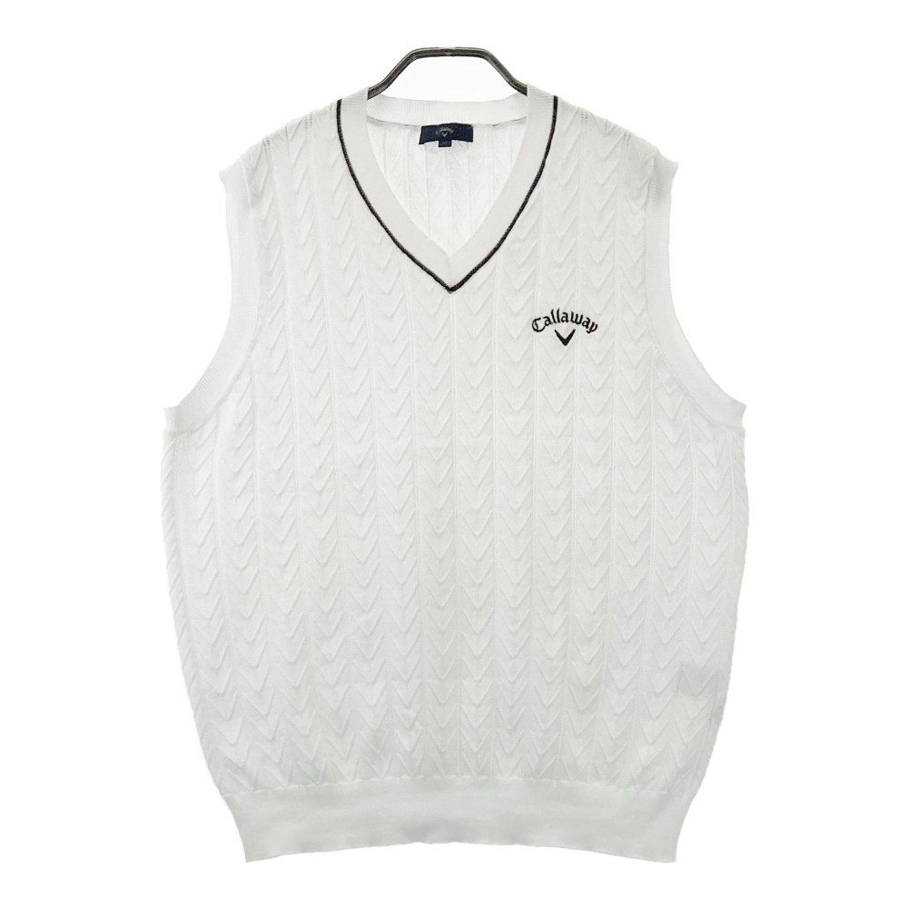 CALLAWAY キャロウェイ 2025年モデル ニットベスト 刺繍 ホワイト系 LL 【中古】ゴルフウェア メンズ