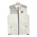 AND PER SE アンパスィ 裏微起毛 ジップベスト 総柄 ホワイト系 L 【中古】ゴルフウェア メンズ