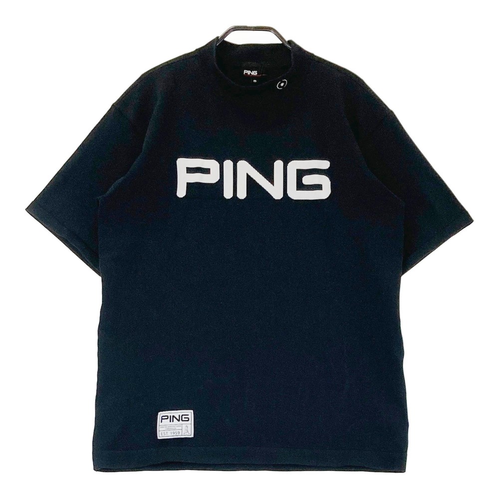 PING ピン ハイネック 半袖ニットセーター ブラック系 M 【中古】ゴルフウェア メンズ