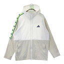 ADIDAS GOLF アディダスゴルフ ; IN9008 2024年モデル ナイロン切替 ジップパーカー ロゴライン ホワイト系 【中古】ゴルフウェア メンズ