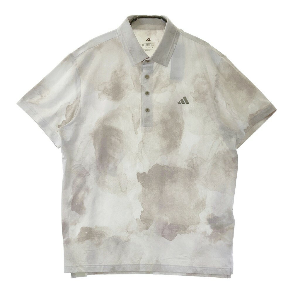 ADIDAS GOLF アディダスゴルフ JN9141 2025年モデル 半袖ポロシャツ グラデーション 総柄 ベージュ系 XL 【中古】ゴルフウェア メンズ