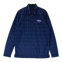 CALLAWAY キャロウェイ 長袖ポロシャツ ボタンダウン ダイヤ柄 ネイビー系 M 【中古】ゴルフウェア メンズ