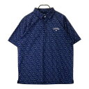 CALLAWAY キャロウェイ 半袖ポロシャツ 花柄 ネイビー系 LL 【中古】ゴルフウェア メンズ